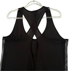 Venus Black Sz L Sleeveless V Neck Cross Keyhole Back Mesh Side Dress Cover Up